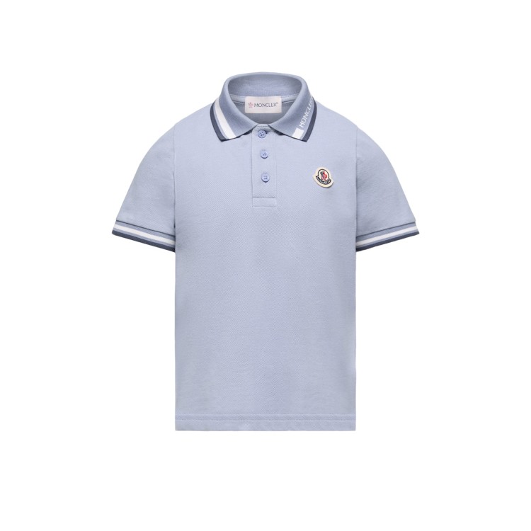 MONCLER Polo celeste con logo bambino