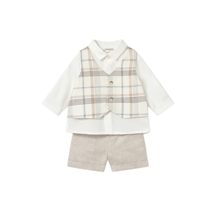 MAYORAL NEWBORN Completo sabbia con gilet neonato