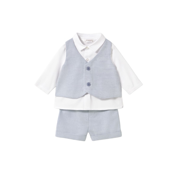 MAYORAL NEWBORN Completo celeste con gilet neonato