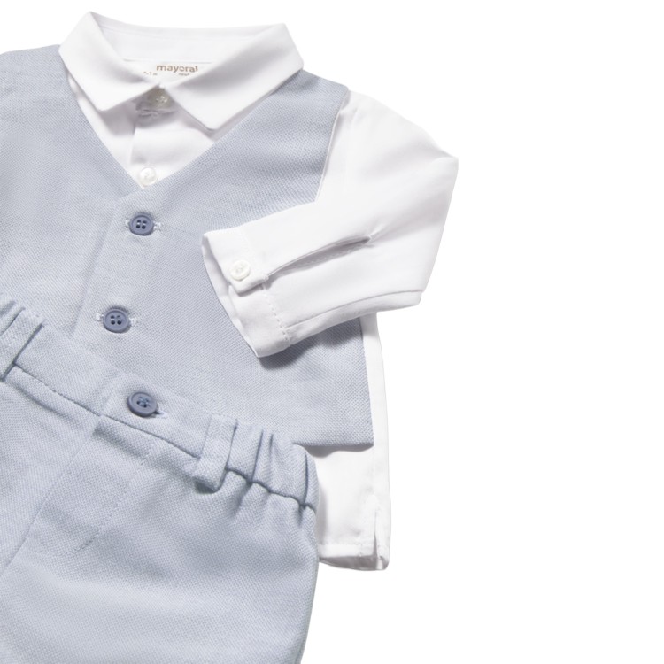MAYORAL NEWBORN Completo celeste con gilet neonato