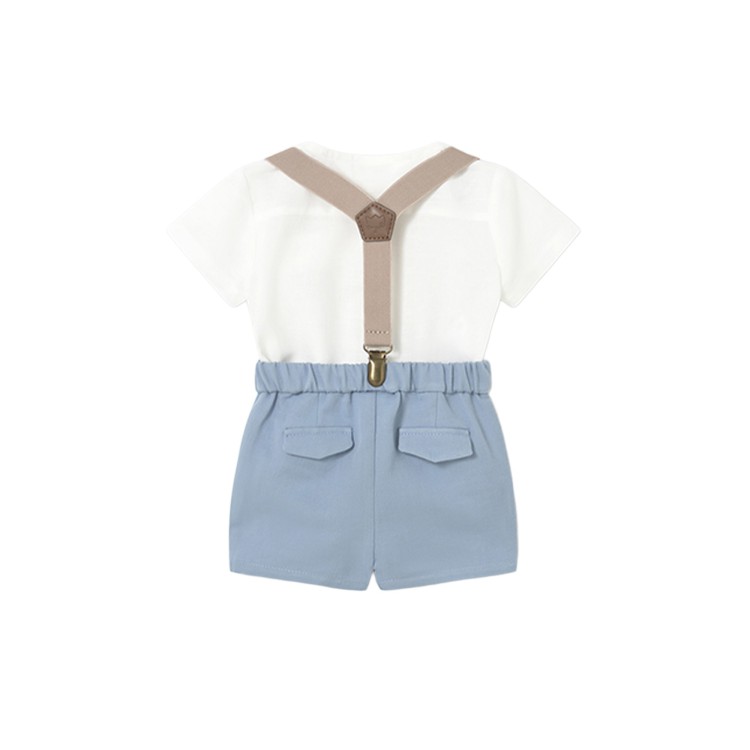 MAYORAL NEWBORN Completo celeste con bretelle neonato