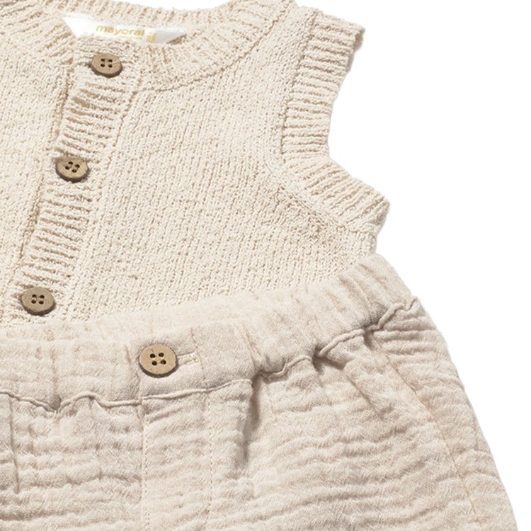 MAYORAL NEWBORN Completo 3 pezzi sabbia con gilet neonato