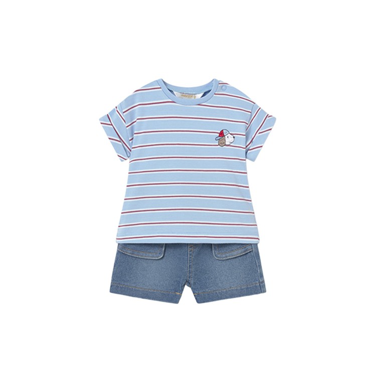 MAYORAL NEWBORN Completo celeste t-shirt e shorts neonato