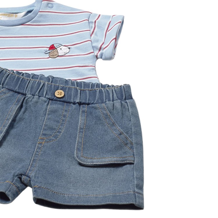 MAYORAL NEWBORN Completo celeste t-shirt e shorts neonato