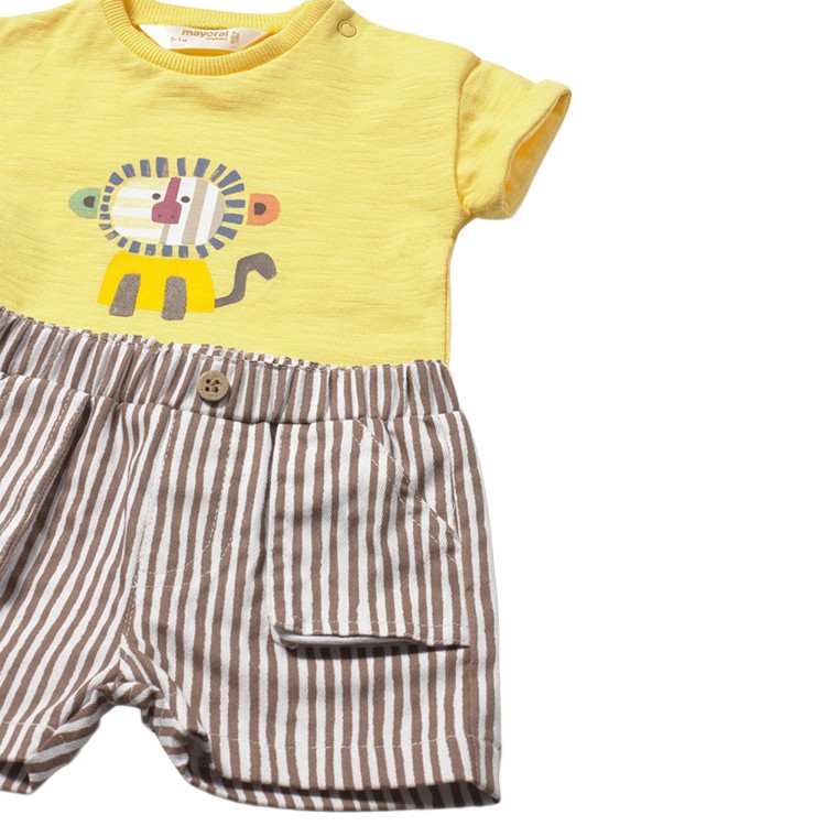 MAYORAL NEWBORN Completo giallo t-shirt e shorts neonato