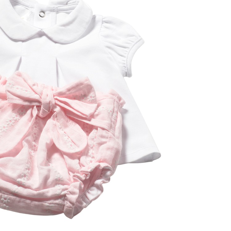 MAYORAL NEWBORN Completo 3 pezzi rosa tricot neonata