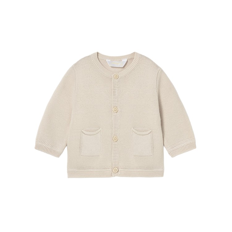 MAYORAL NEWBORN Cardigan beige tricot neonato