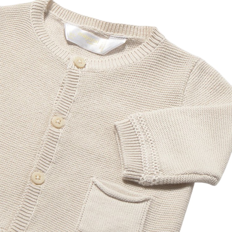 MAYORAL NEWBORN Cardigan beige tricot neonato