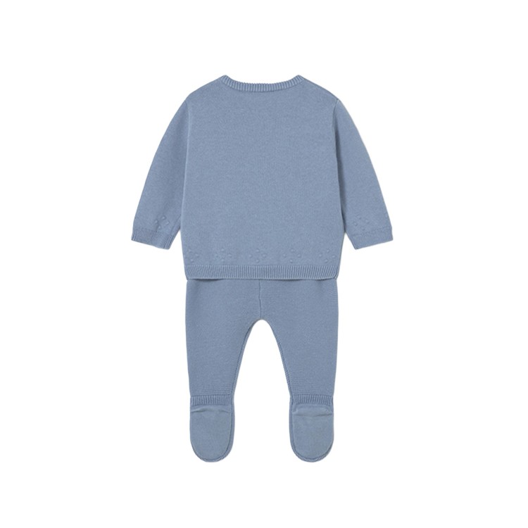 MAYORAL NEWBORN Completo azzurro tricot con intarsi neonato