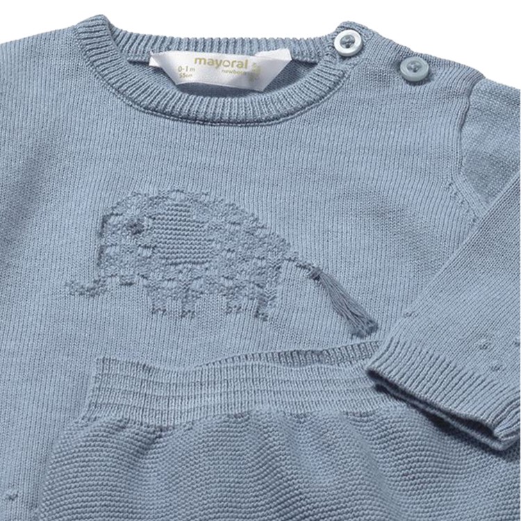 MAYORAL NEWBORN Completo azzurro tricot con intarsi neonato