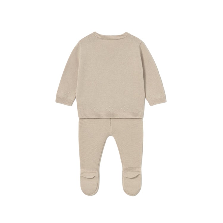 MAYORAL NEWBORN Completo beige tricot con intarsi neonato