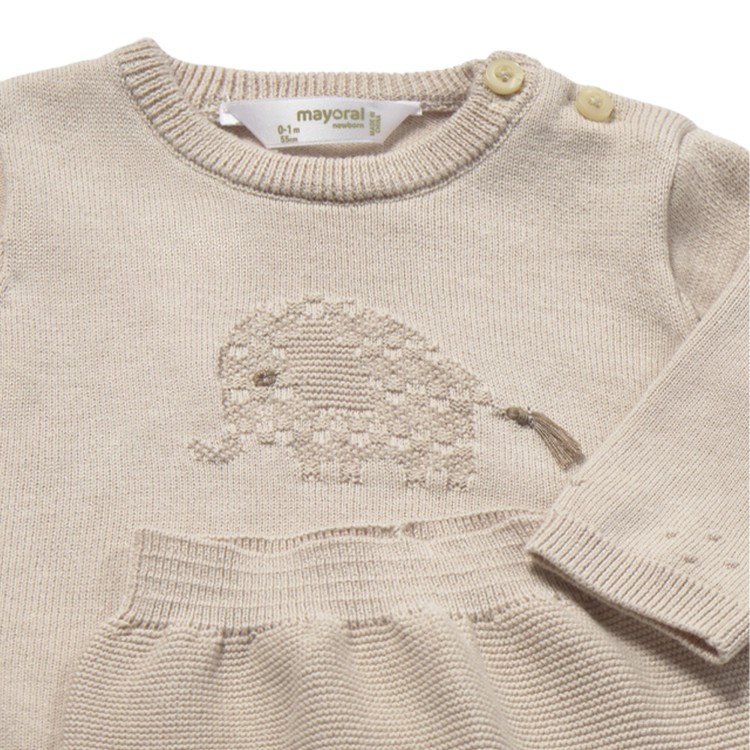 MAYORAL NEWBORN Completo beige tricot con intarsi neonato