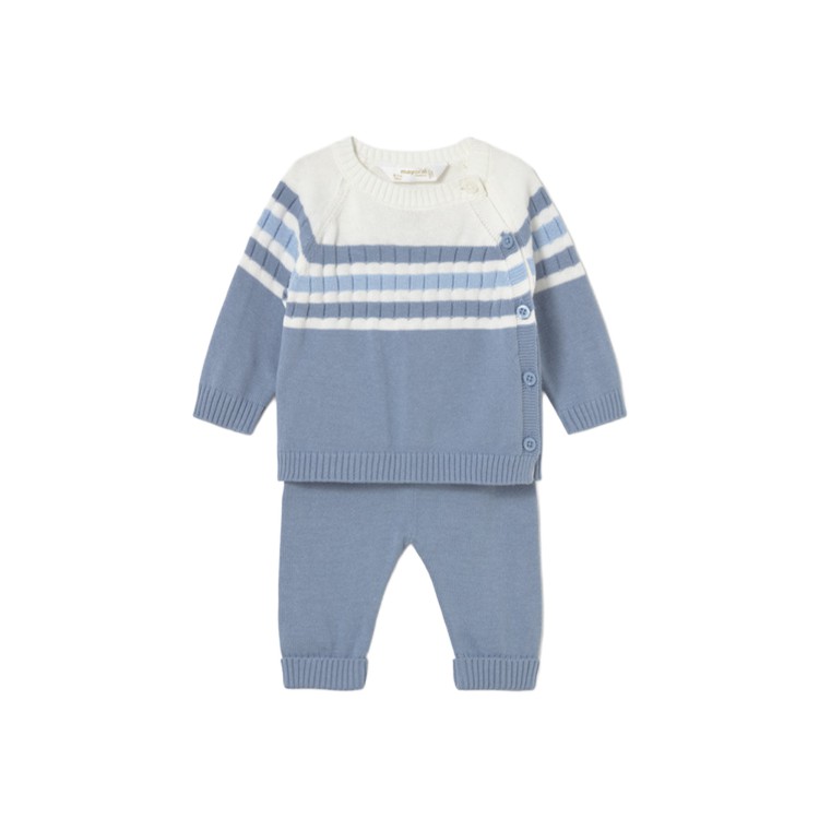 MAYORAL NEWBORN Completo azzurro tricot neonato