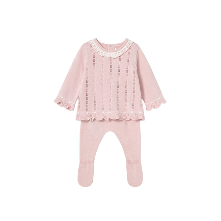 MAYORAL NEWBORN Completo rosa tricot neonata