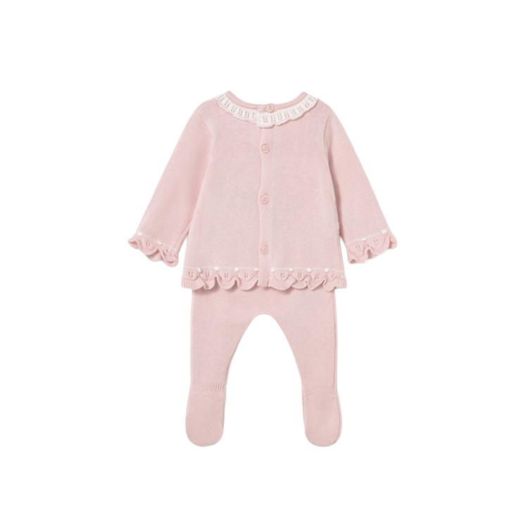 MAYORAL NEWBORN Completo rosa tricot neonata
