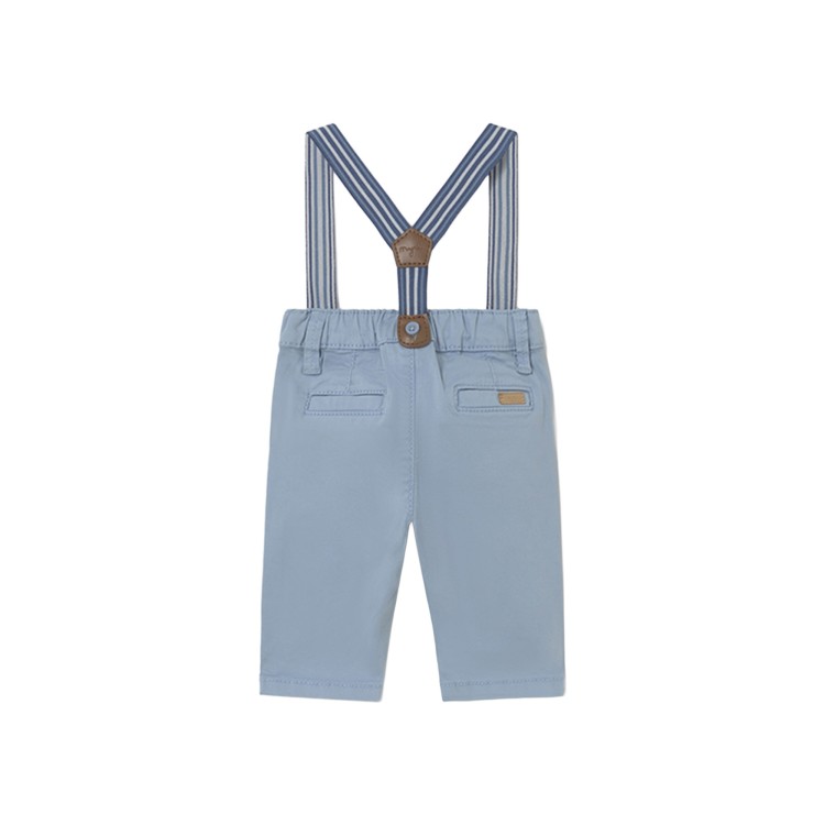 MAYORAL NEWBORN Pantaloni celesti con bretelle neonato