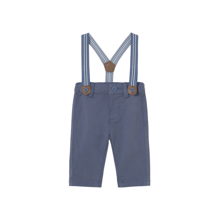 MAYORAL NEWBORN Pantaloni blu navy con bretelle neonato