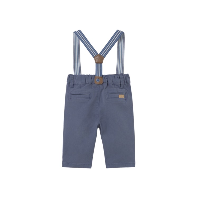 MAYORAL NEWBORN Pantaloni blu navy con bretelle neonato
