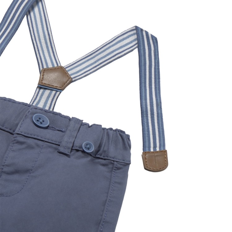 MAYORAL NEWBORN Pantaloni blu navy con bretelle neonato