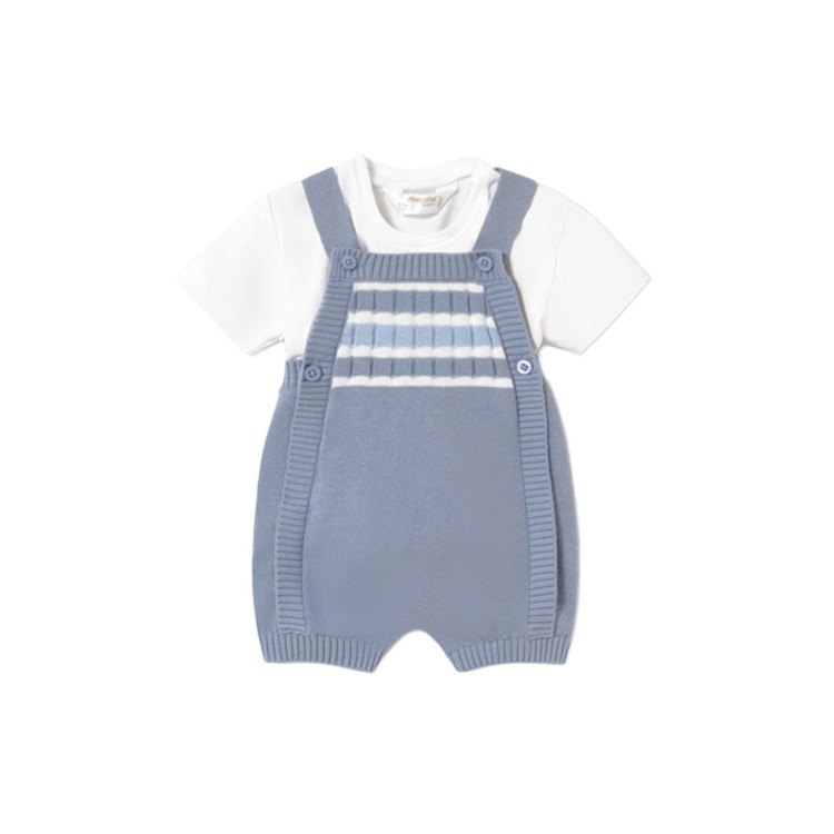 MAYORAL NEWBORN Completo azzurro con salopette neonato
