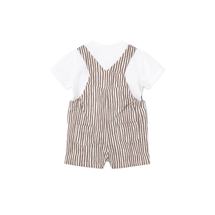 MAYORAL NEWBORN Completo cacao con salopette neonato