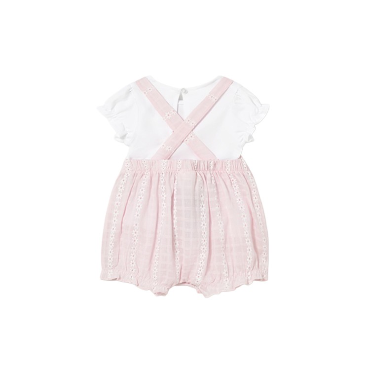 MAYORAL NEWBORN Completo rosa con salopette neonata