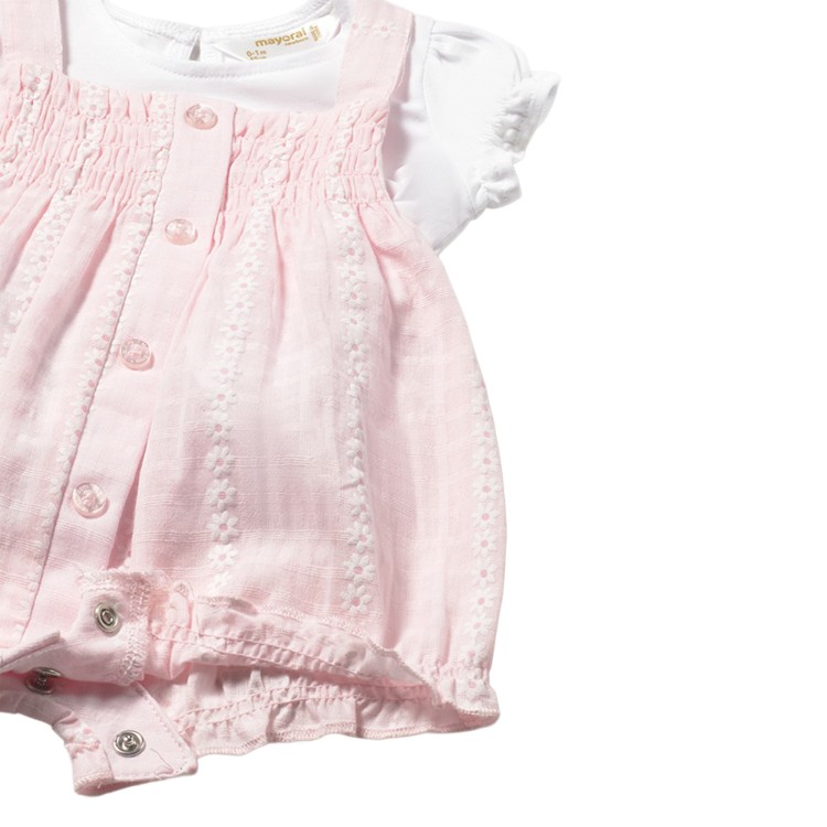 MAYORAL NEWBORN Completo rosa con salopette neonata