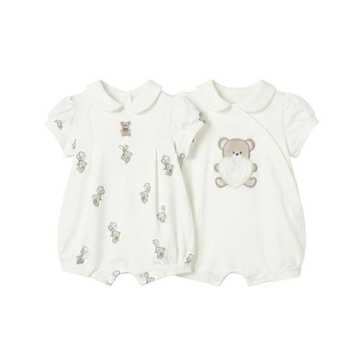 MAYORAL NEWBORN Set di 2 tutine corte bianche neonata