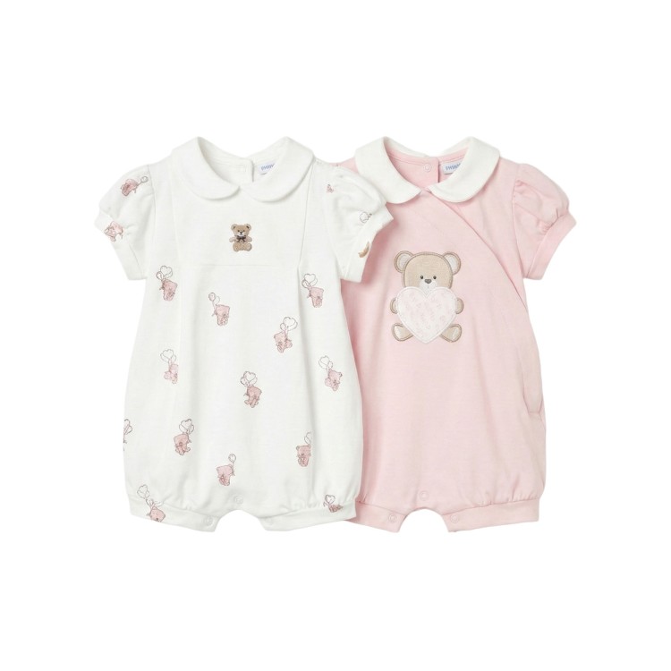 MAYORAL NEWBORN Set di 2 tutine corte rosa neonata