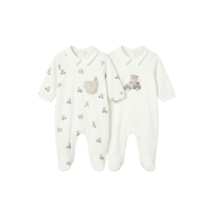 MAYORAL NEWBORN Set di 2 tutine lunghe bianche neonato