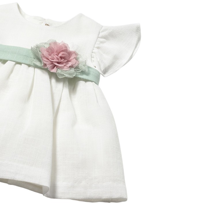 MAYORAL NEWBORN Abito bianco con fiori neonata