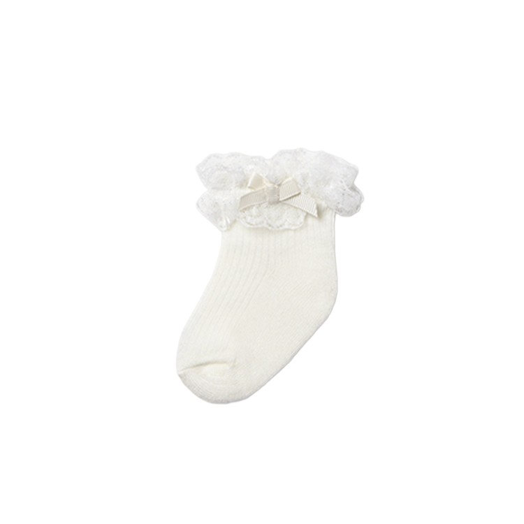 MAYORAL NEWBORN Calzini crema con pizzo neonata