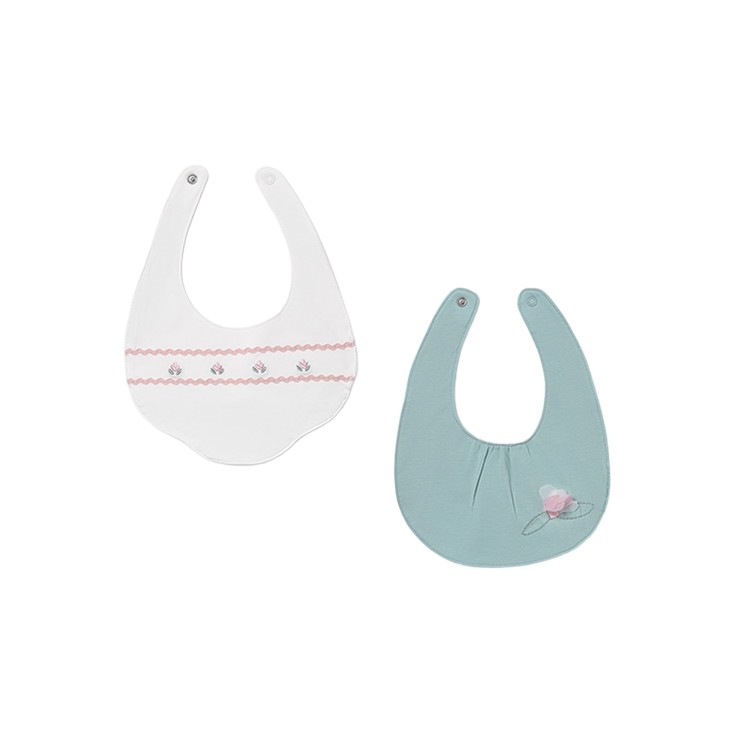 MAYORAL NEWBORN Set di due bavette con fiori neonata