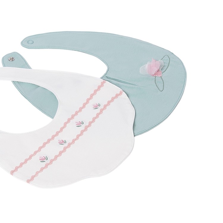 MAYORAL NEWBORN Set di due bavette con fiori neonata