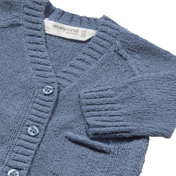 MAYORAL NEWBORN Cardigan blu tricot neonati
