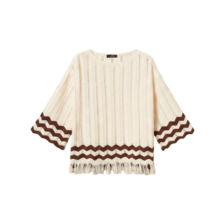 TWIN-SET Maglia crema macramè bambina