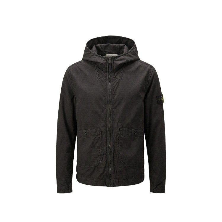 STONE ISLAND Giubbotto nero leggero con zip bambini