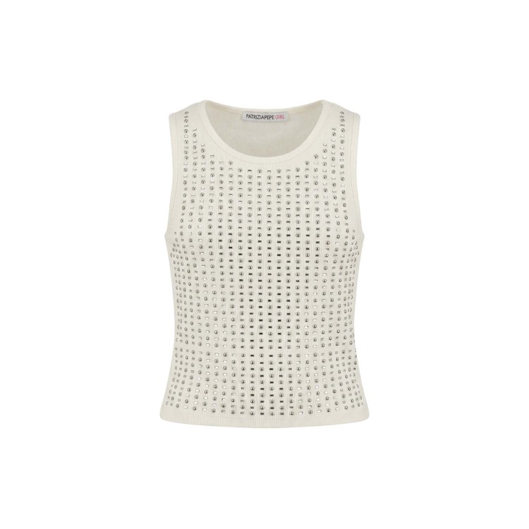 PATRIZIA PEPE Top bianco con borchie bambina