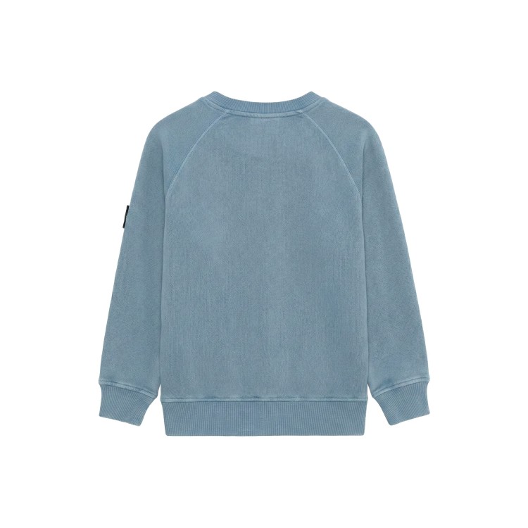 STONE ISLAND Felpa azzurra slavata girocollo bambini