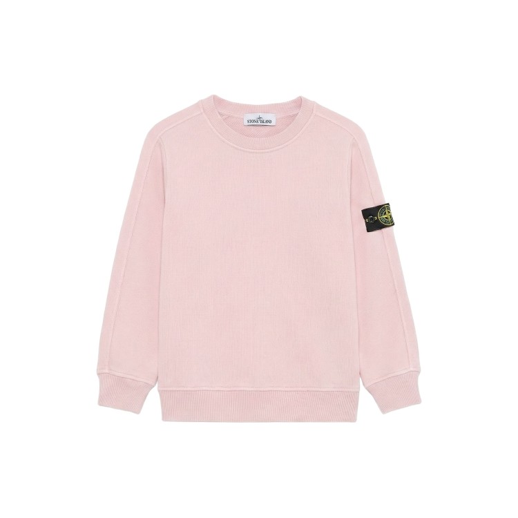 STONE ISLAND Felpa rosa slavata girocollo bambini