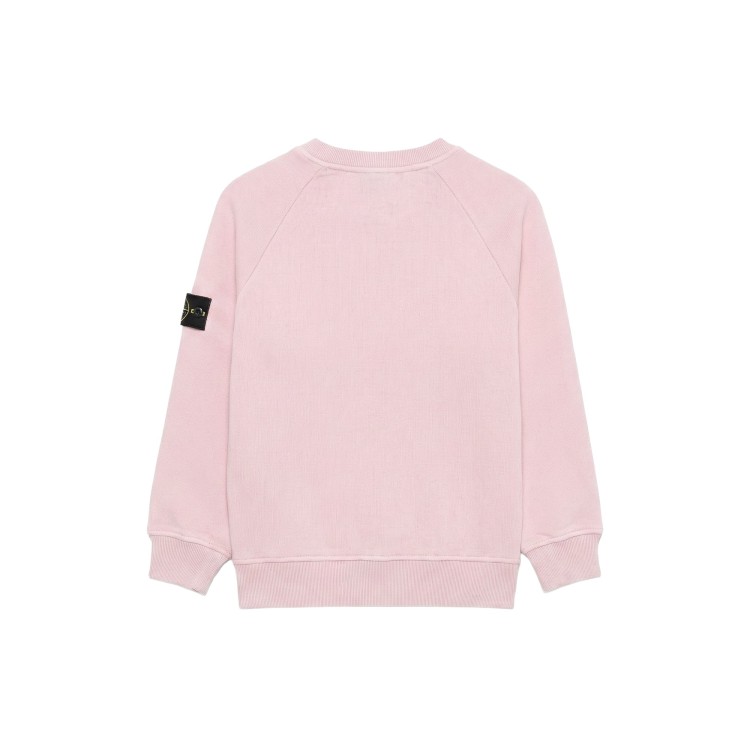 STONE ISLAND Felpa rosa slavata girocollo bambini