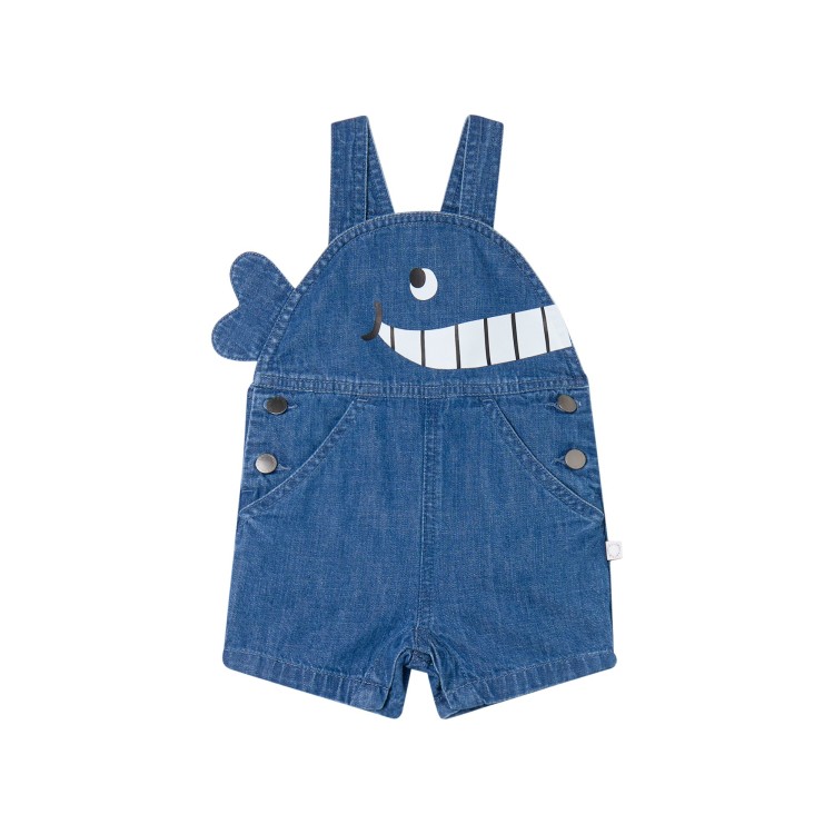 STELLA McCARTNEY Pagliaccetto in denim con balena neonato