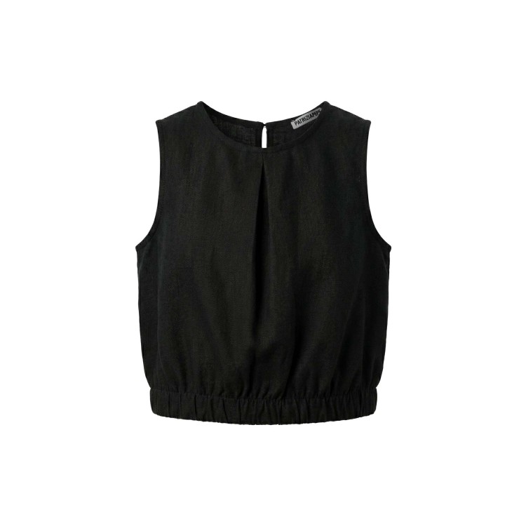 PATRIZIA PEPE Top nero cropped in lino bambina