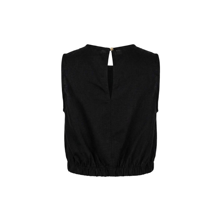 PATRIZIA PEPE Top nero cropped in lino bambina