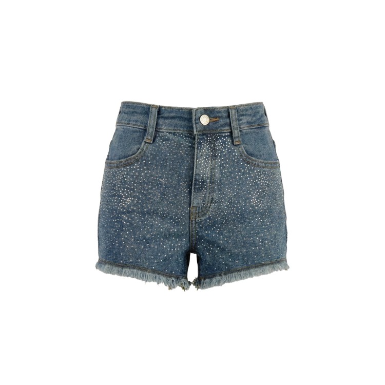 TWIN-SET Shorts in denim con strass bambina