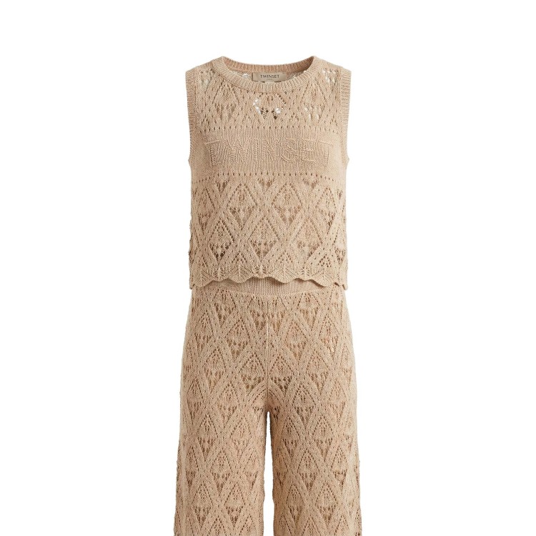 TWIN-SET Completo beige macramè bambina