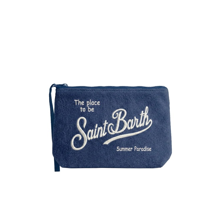 SAINT BARTH Pochette blu navy in spugna bambini