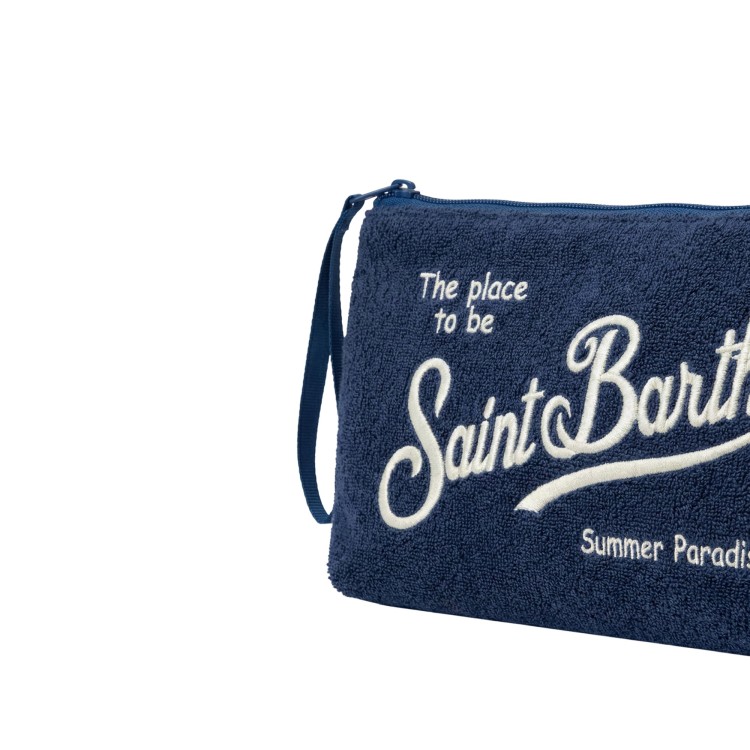 SAINT BARTH Pochette blu navy in spugna bambini