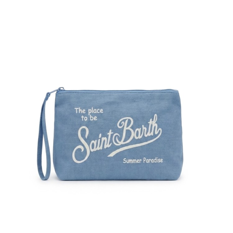 SAINT BARTH Pochette effetto denim in lino bambini