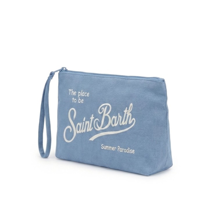 SAINT BARTH Pochette effetto denim in lino bambini
